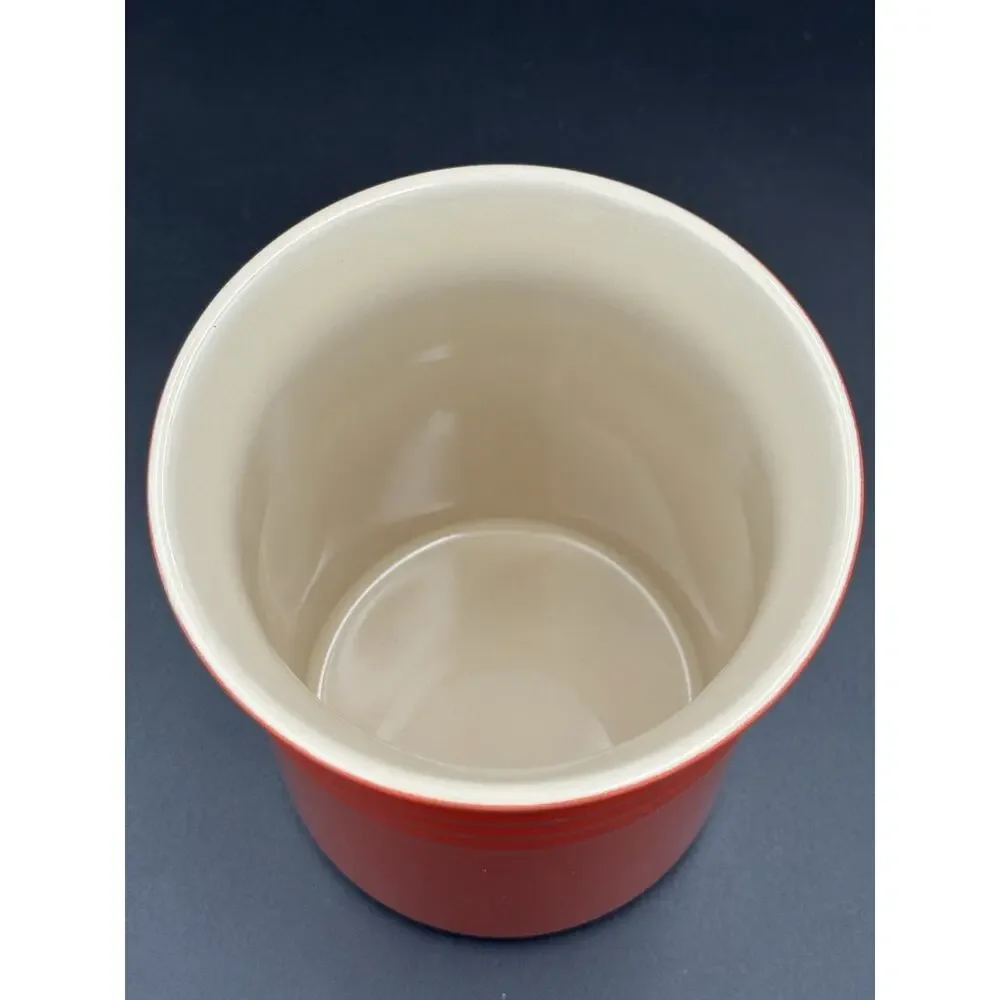 NWT Le Creuset Crock Carmin Red 1L Stoneware Utensil Holder